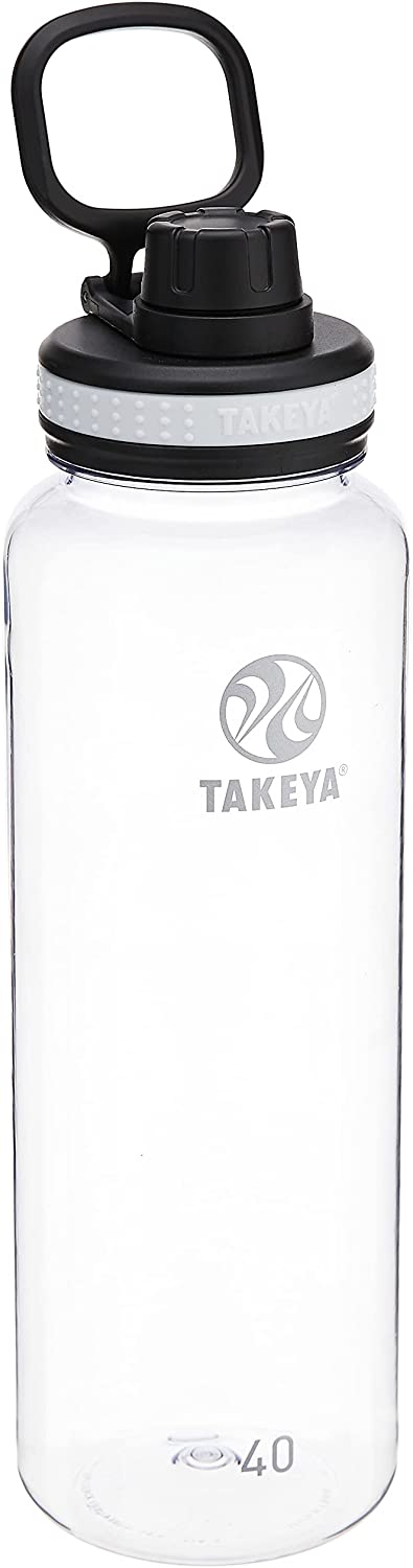Takeya 40 oz Tritan Plastic BPA-Free Bottle with Spout Lid, Clear